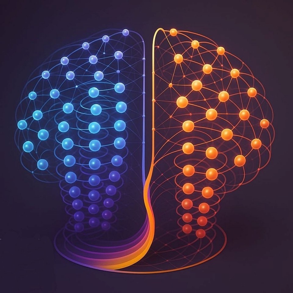 شبکه عصبی نورومورفیک با پردازش سه بعدی و دونیمکره ای